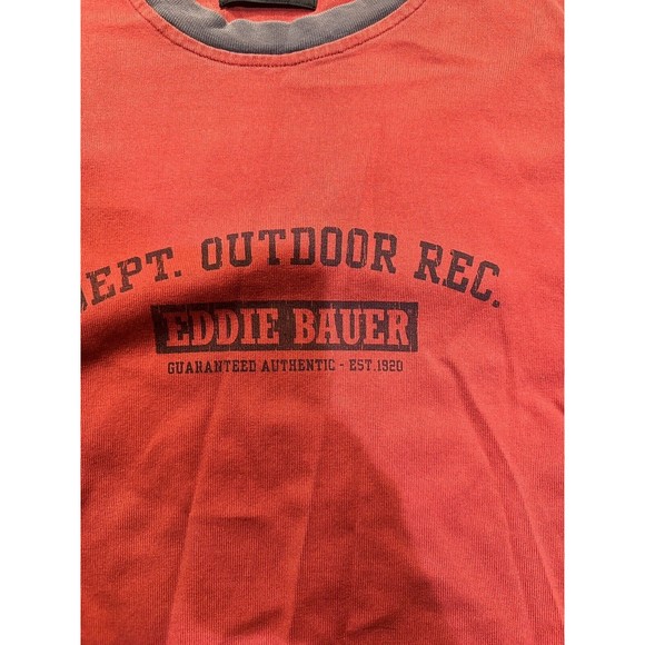 VTG 90s Eddie Bauer Men's Spell Out T-Shirt size Large/XL Red Short Sleeves Top - Picture 8 of 10
